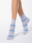 Носки хлопковые женские с люрексом CONTE CLASSIC серый-голубой 065